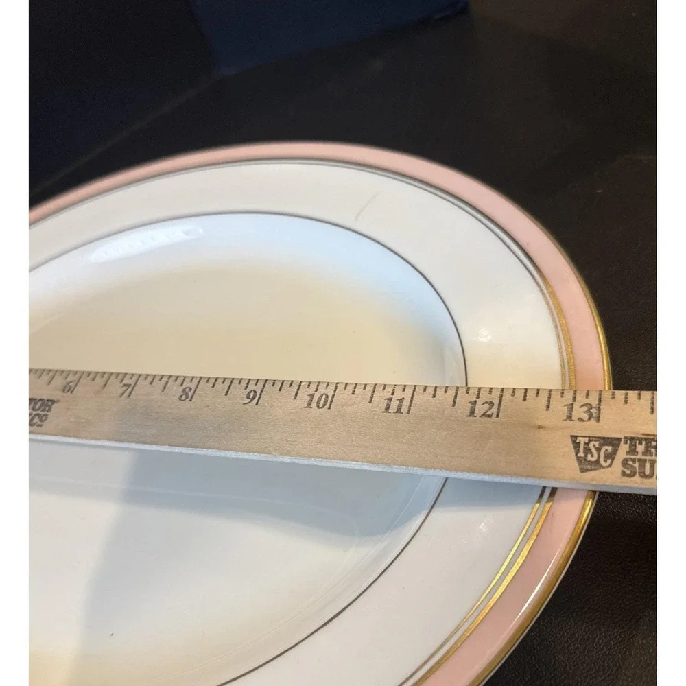 Royal Worcester Howard Pink Gold Trim Oval Serving Platter Plate England Retro